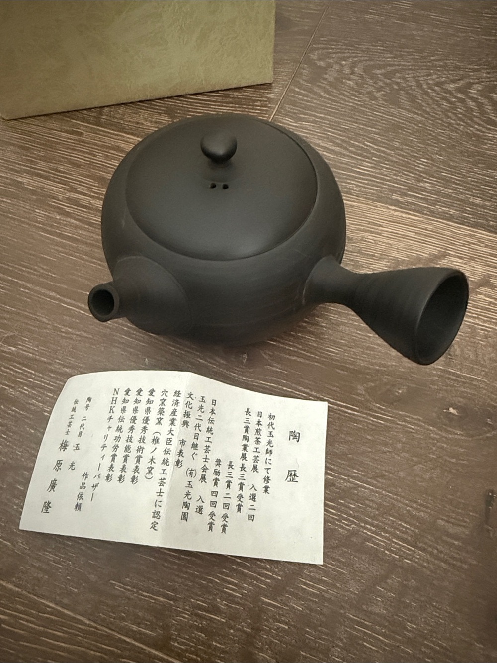 Never Used Vintage Japanese Ceramic Tokoname-ware Teapot by Craftsman Gyokuko